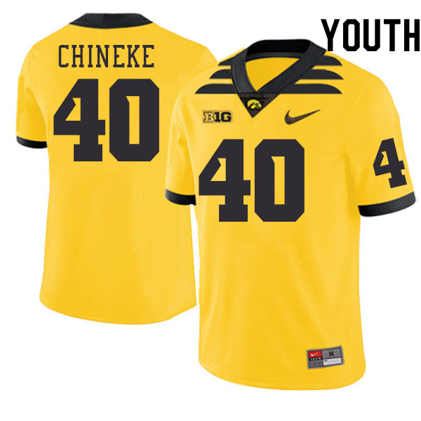 Youth #40 Chima Chineke Iowa Hawkeyes College Football Jerseys Stitched-Gold